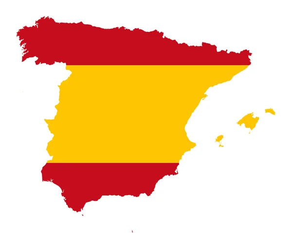 Bandera de España en silueta del país — Vector de stock