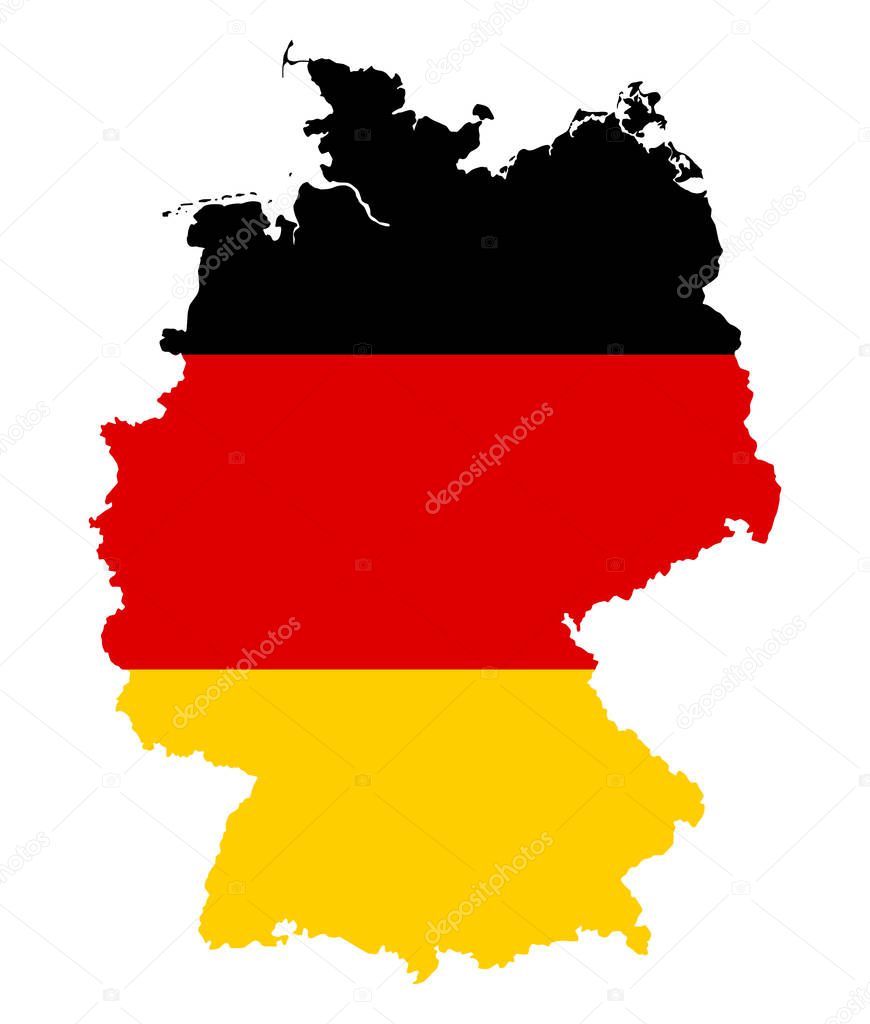 Germany flag in silhouette of the country