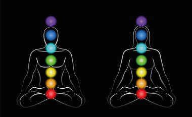 Çakralar çift meditasyon adam kadın siyah