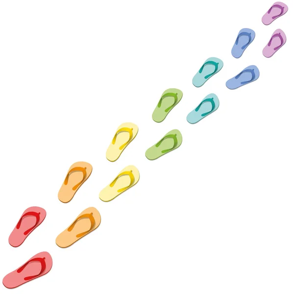 รอยเท้า Flip Flops สี — ภาพเวกเตอร์สต็อก