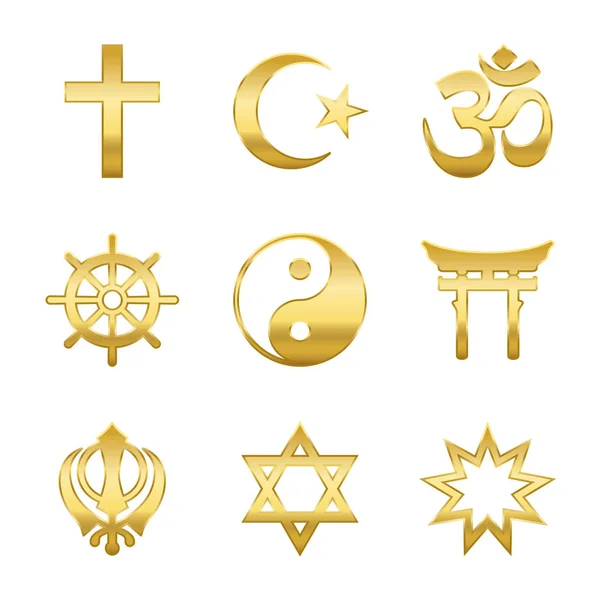 Zlaté náboženské symboly — Stockový vektor