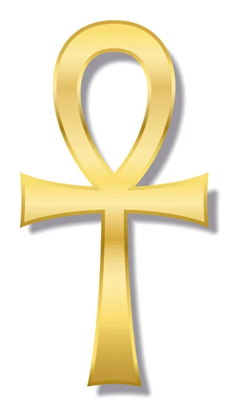 Símbolo dourado hieroglífico egípcio de Ankh — Vetor de Stock