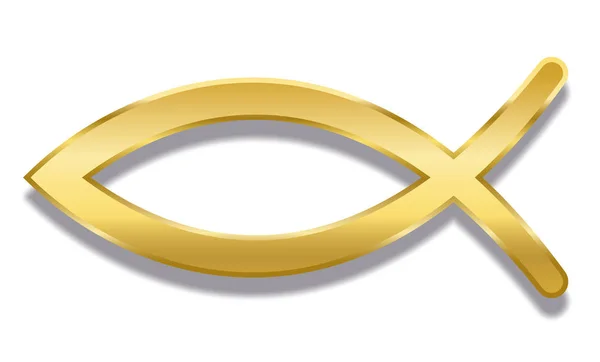 Fish Christian Symbol Ichthys Golden Style — Stock Vector