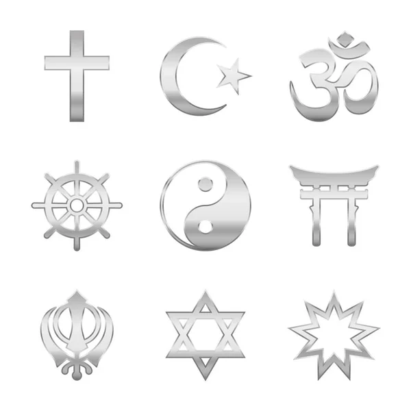Religious Symbols Silver — Stock Vector