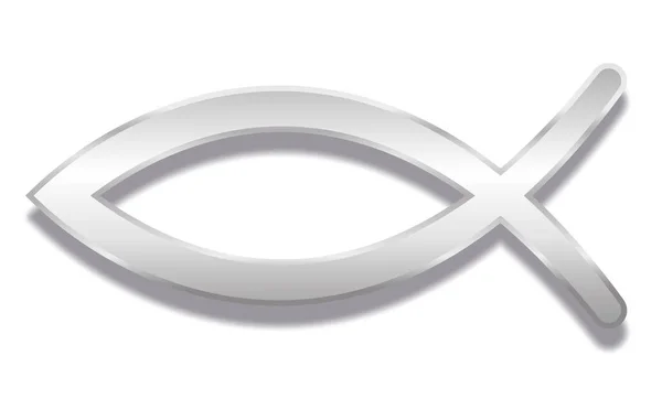 Christianisme Poisson Symbole Ichthus argent — Image vectorielle