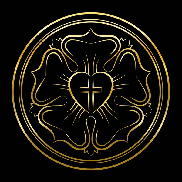 Martin Luther Rose Golden Style fond noir — Image vectorielle