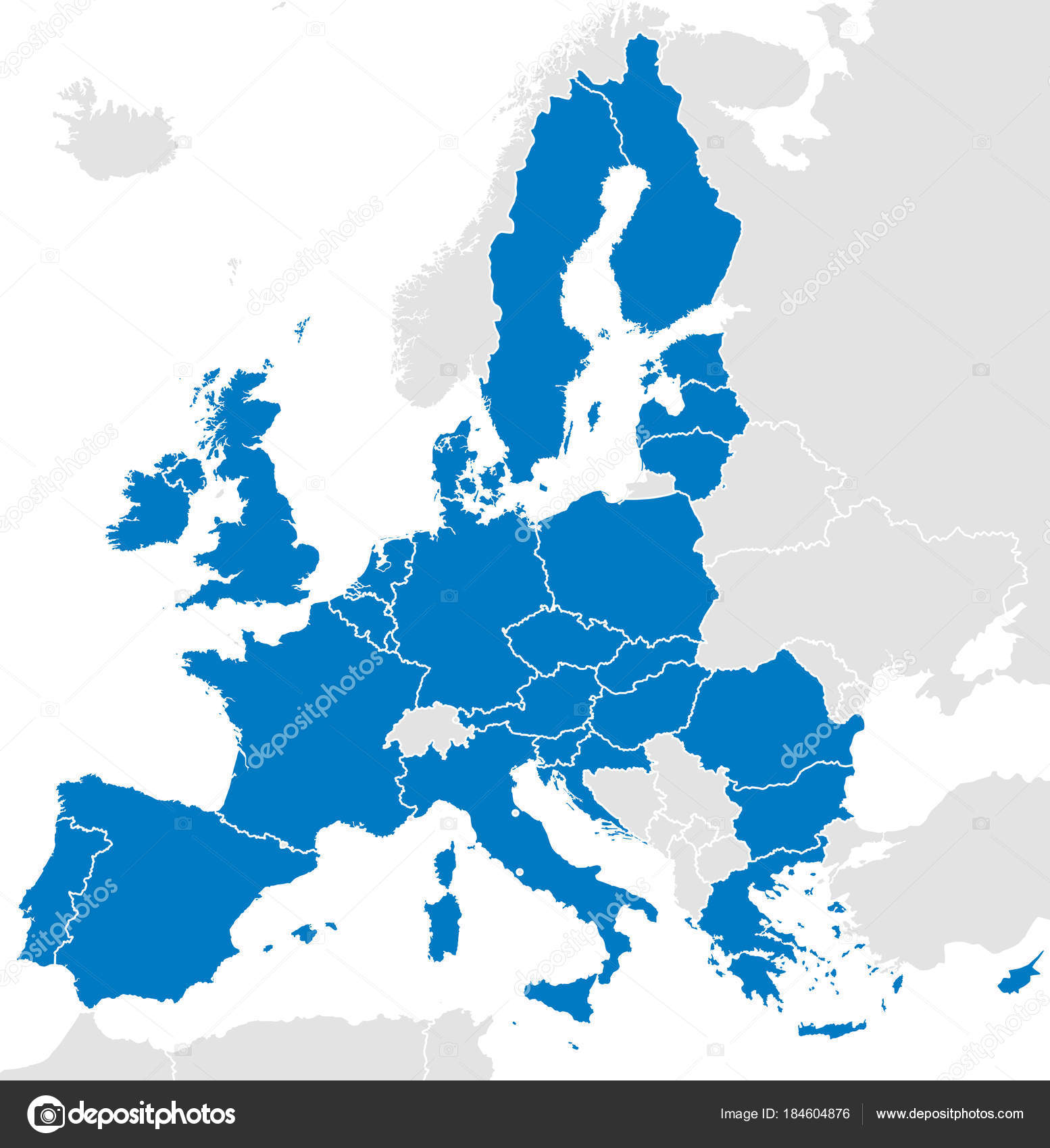 Les déficits publics baissent dans l'union européenne Carte politique des pays de l'Union européenne — Image vectorielle