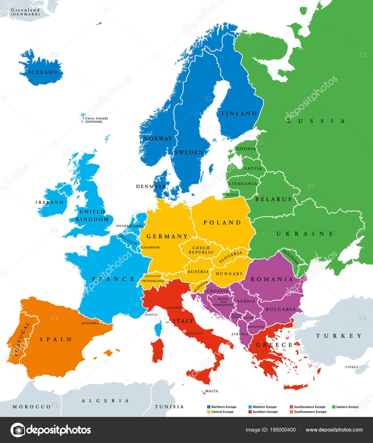 Fotos: mapa de europa | Las regiones del mapa político de Europa, solo