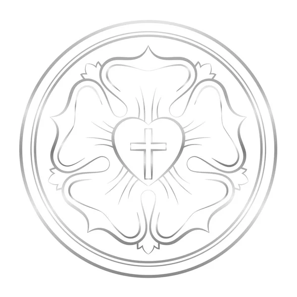 Luther Symbol gümüş Rose — Stok Vektör