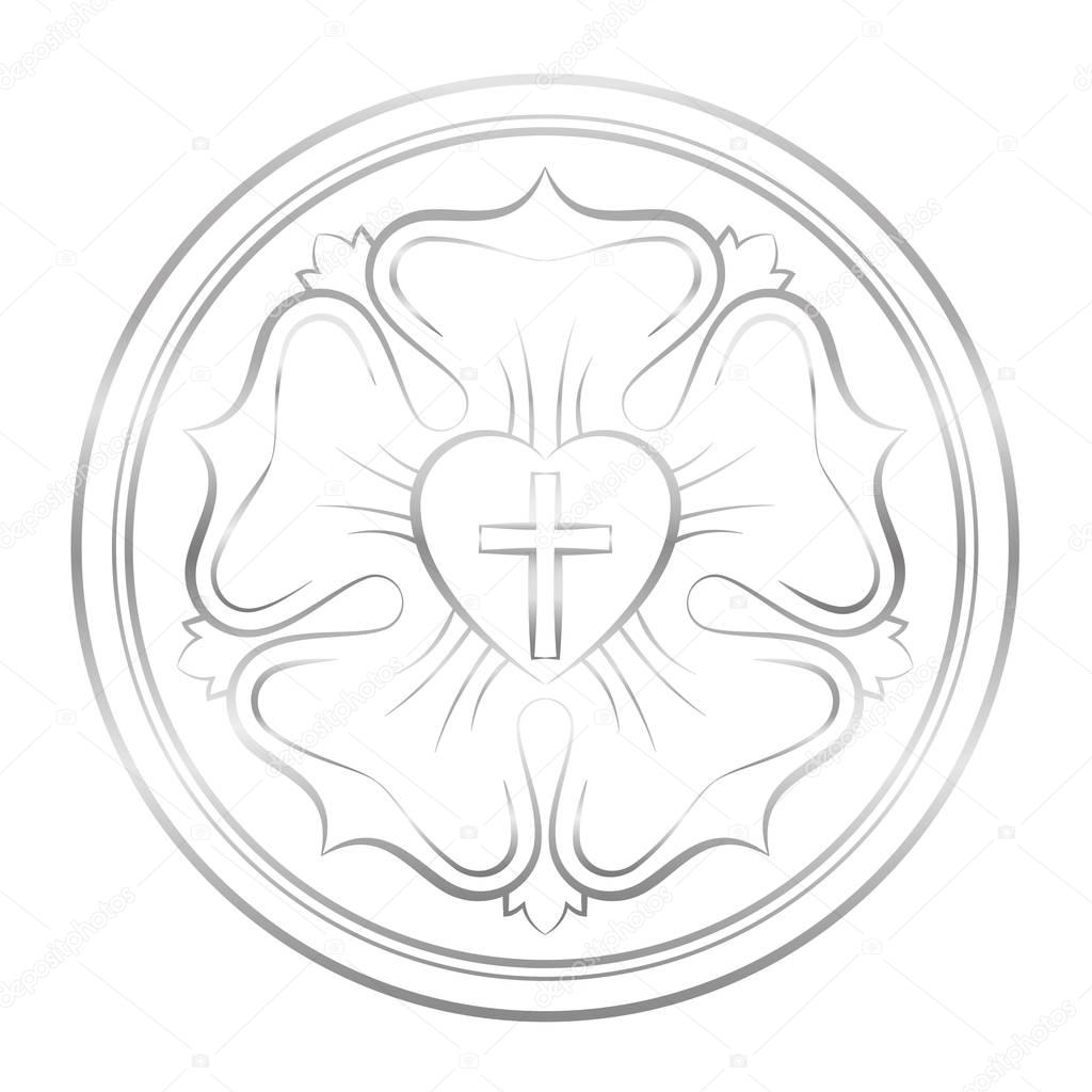 Luther Symbol Silver Rose