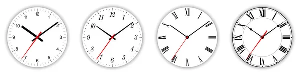 Cuatro diferentes caras del reloj sobre blanco — Archivo Imágenes Vectoriales