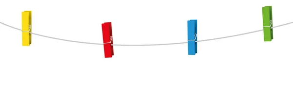 Épingles à vêtements Corde de corde à linge à quatre chevilles colorées — Image vectorielle