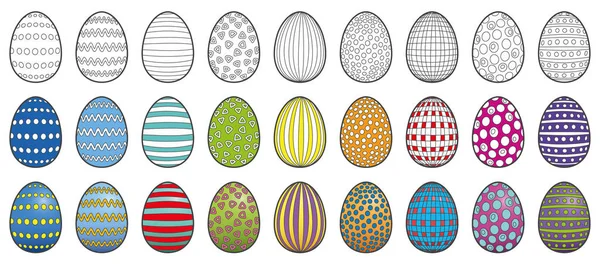 Huevos coloreados de Pascua para colorear imagen — Vector de stock