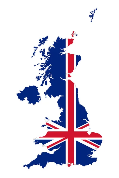 Union Jack, bandeira do Reino Unido no contorno do Reino Unido — Vetor de Stock