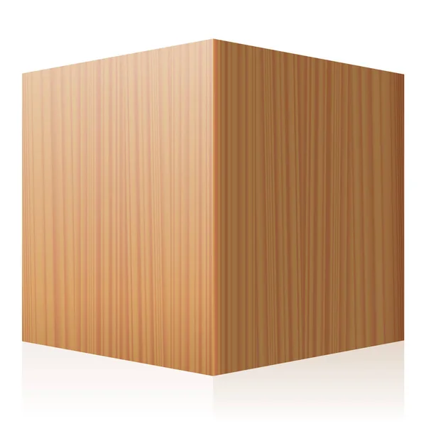 Solid Wooden Cube Perspective — Stock Vector