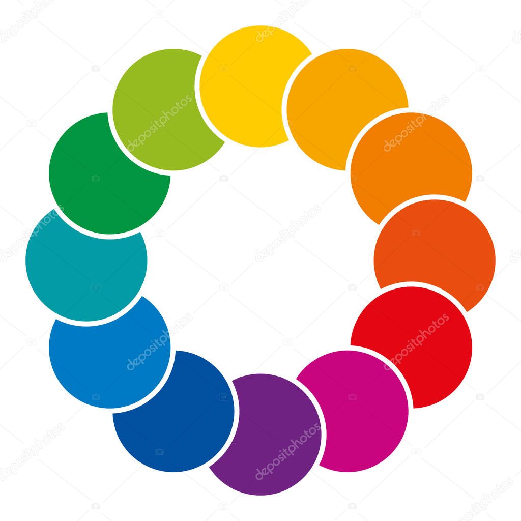 Rainbow colored overlapping circles. Colorful space and background