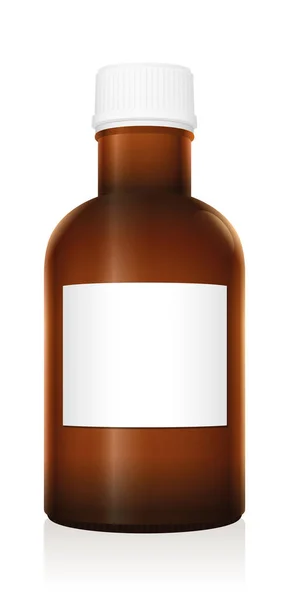 Medicine Bottle Dark Brown Glass Blank Label — Stock Vector