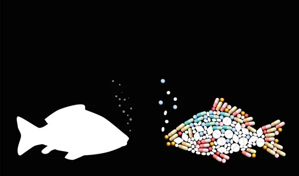 Antibiotiques du poisson Contaminants — Image vectorielle