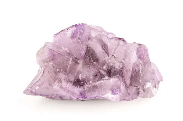 Cluster di cristalli di fluorite, vista frontale, su bianco — Foto Stock