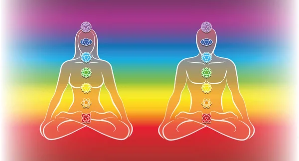 Latar Belakang Pelangi Pasangan Chakras - Stok Vektor