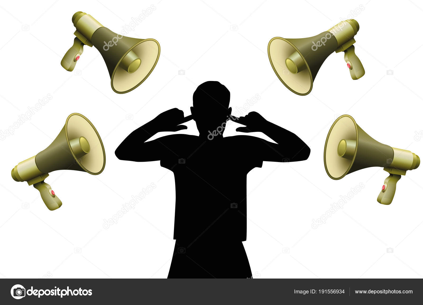 Noise Pollution Cover Ears Loud Megaphones Stock Vector by ©Furian