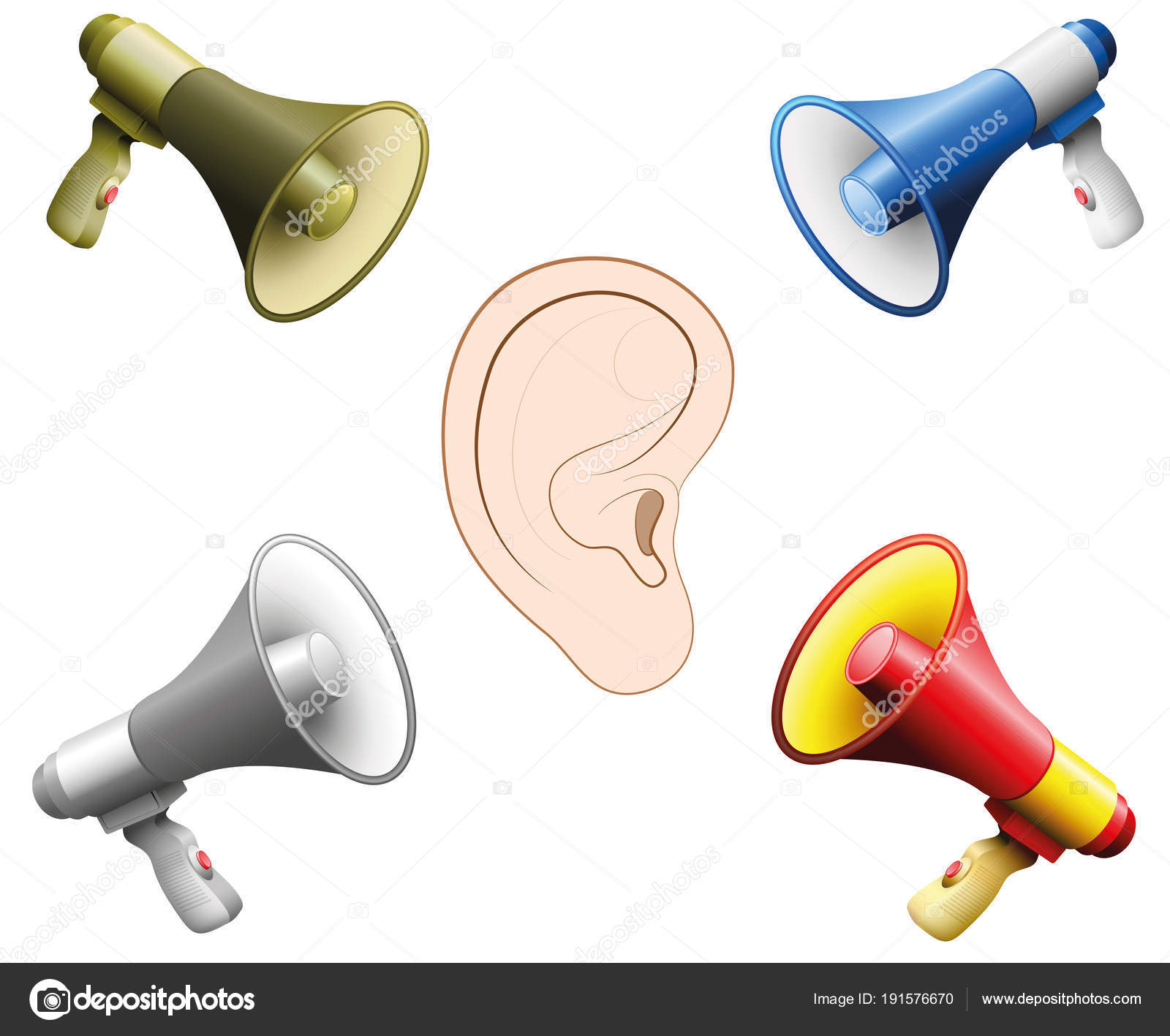 Hearing Damage Ear Noise Din Megaphones Stock Vector by ©Furian