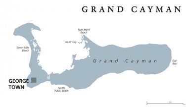 Grand Cayman gri siyasi harita