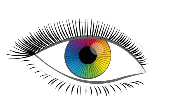 Iris Ojos Color Arco Iris Lente Contacto Hermosa Femenina Mística — Vector de stock