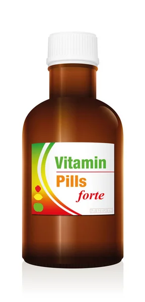 Comprimidos de Vitamina Frasco de Medicina Frasco — Vetor de Stock