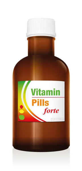 Vitamin hapları tıp şişe şişeyi — Stok Vektör