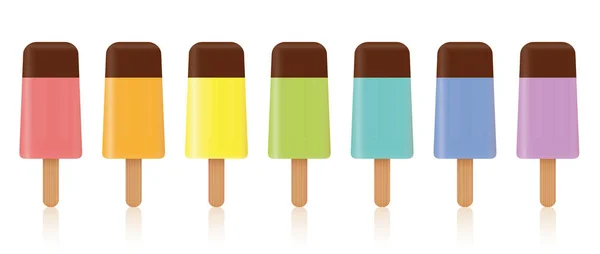 Set de colores Ice Lollys Chocolate Topping — Vector de stock