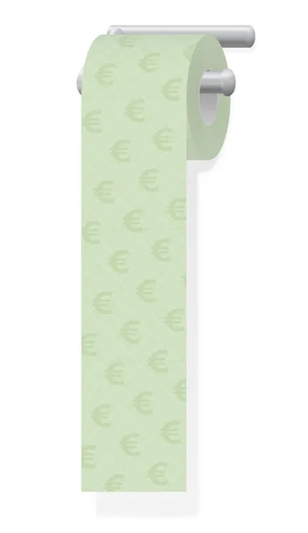 Χαρτί υγείας με πινακίδες ευρώ. Σύμβολο για σπατάλη χρημάτων ή για ακριβά προϊόντα περιποίησης και υγιεινής. Μεμονωμένη διανυσματική απεικόνιση σε λευκό φόντο. — Διανυσματικό Αρχείο