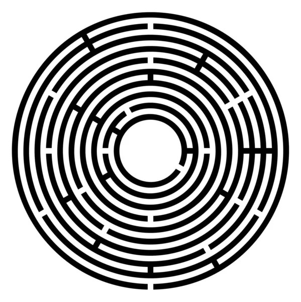 Laberinto circular negro, laberinto radial — Vector de stock