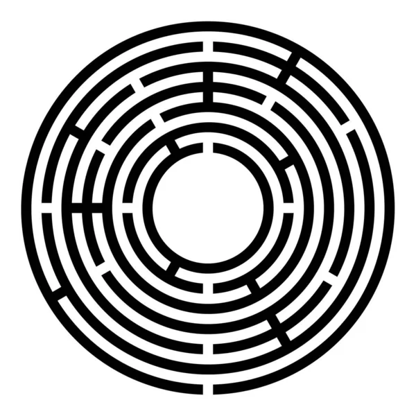 Piccolo labirinto circolare nero, labirinto radiale — Vettoriale Stock