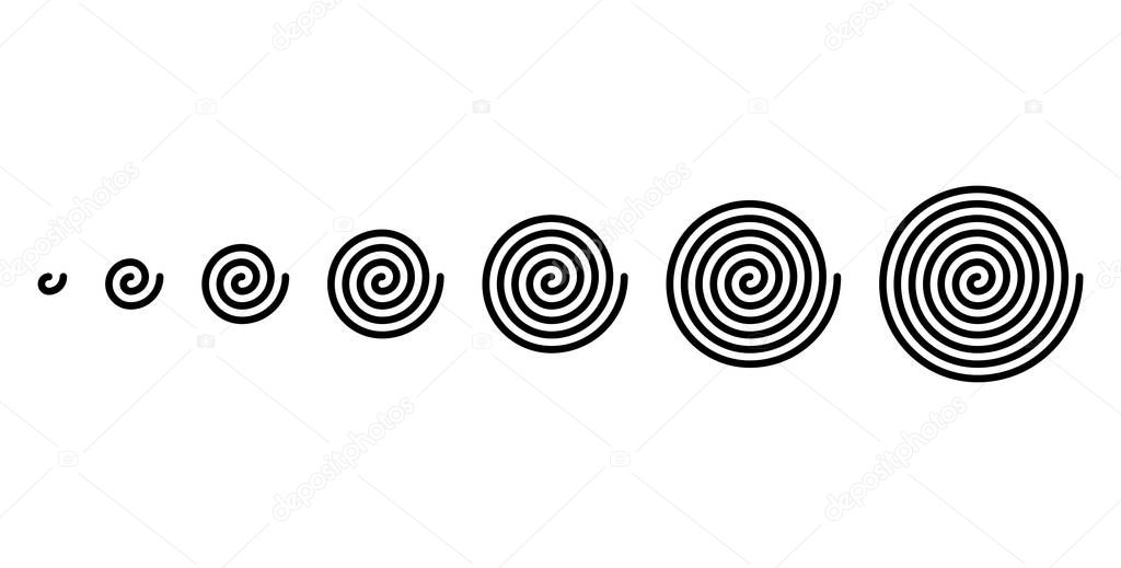 Development of linear spirals of different sizes