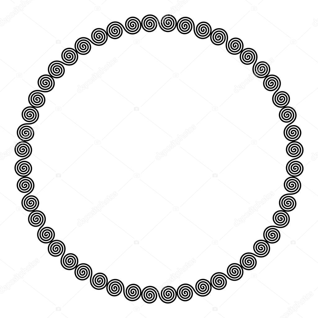 Circle shaped frame of linear double spirals