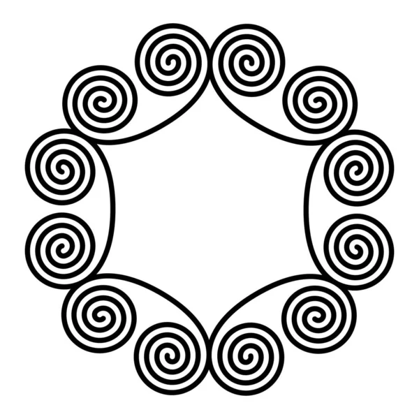 Marco de círculo hecho de adornos en espiral doble — Vector de stock