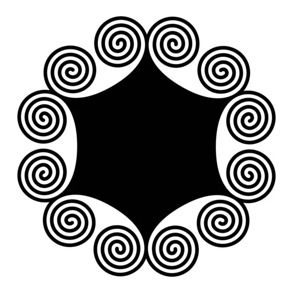 Emblema hecho de adornos en espiral doble — Vector de stock