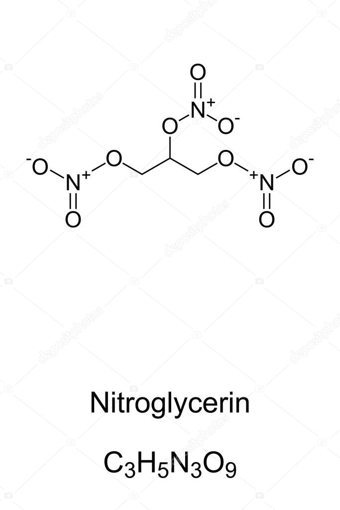 Nitroglycerin molecule skeletal formula