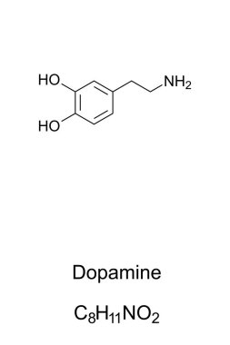Dopamine molecule, skeletal formula clipart