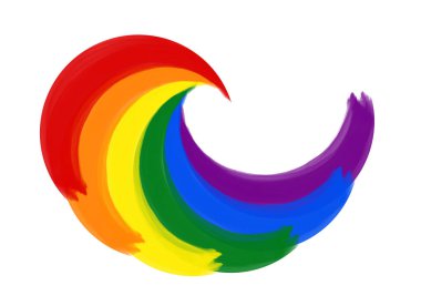 Gökkuşağı Lgbt yelpaze ve spiral renkli canlı yağlı boya