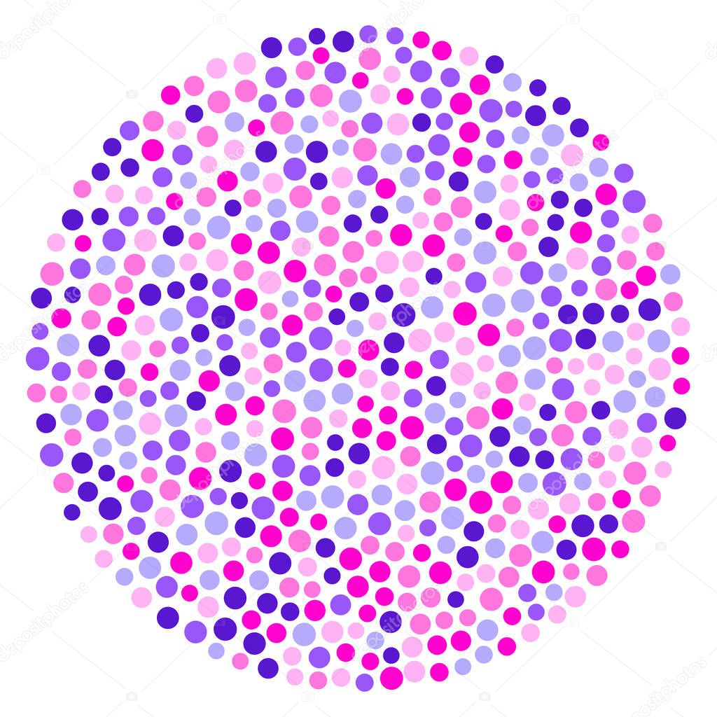 Circle shape made with pink and purple dots