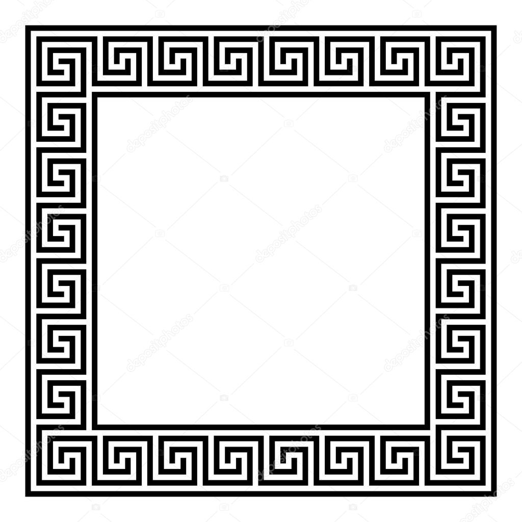 Square framed disconnected meander pattern made of seamless meanders