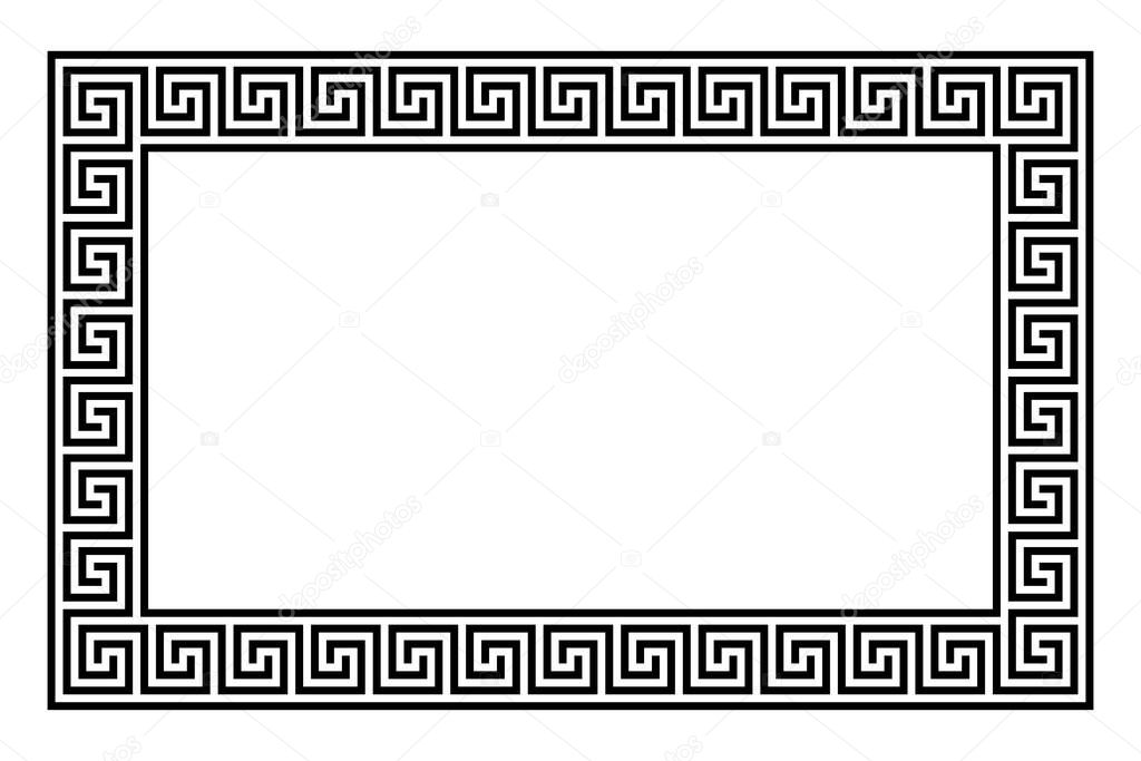 Rectangle framed disconnected meander pattern made of seamless meanders