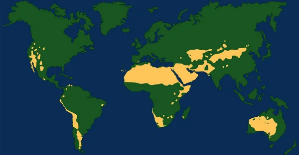 Mapa Pouštního Klimatu Největšími Pouští Jako Sahara Gobi Kalahari Arabská — Stockový vektor