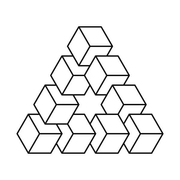 Рейтербурзька Оптична Ілюзія Чорні Контури Неможливий Єкт Створений Концепцією Трикутника — стоковий вектор