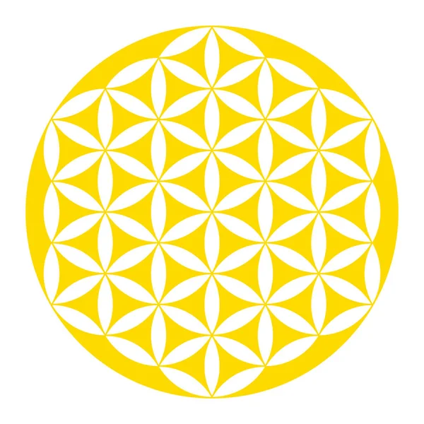Obrácený Zlatý Květ Života Geometrická Postava Duchovní Symbol Posvátná Geometrie — Stockový vektor