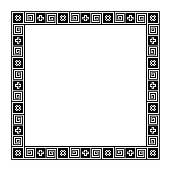 Klasyczny Grecki Meander Kwadratowa Ramka Wykonany Bezszwowego Wzoru Meandry Dekoracyjna — Wektor stockowy