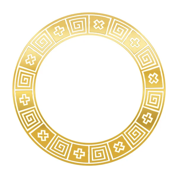 Klassieke Gouden Griekse Meander Cirkel Frame Gemaakt Van Naadloze Meander — Stockvector