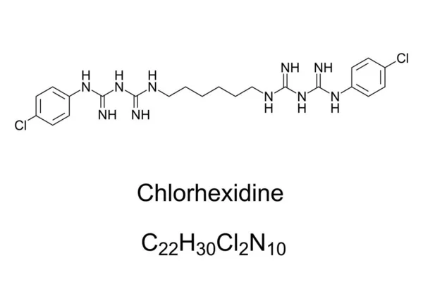 Formule Squelettique Molécule Chlorhexidine Structure Gluconate Chlorhexidine Chg Désinfectant Antiseptique — Image vectorielle